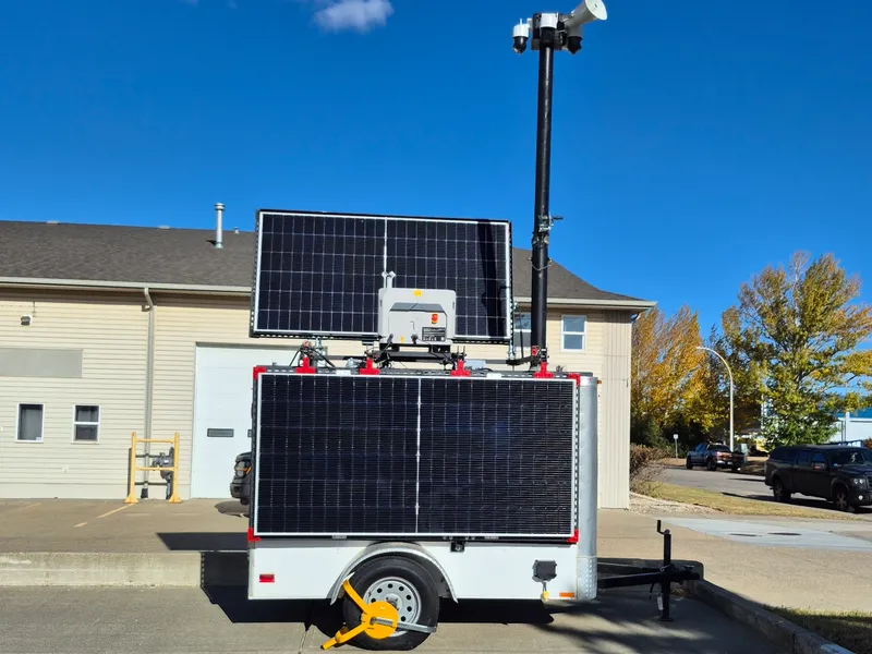 Video Armed Mobile Surveillance Unit with solar panels and PTZ camera